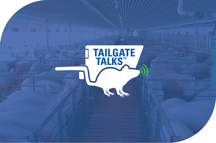 Liphatech's Tailgate Talks logo of a stylized rat talking in front of a trailer